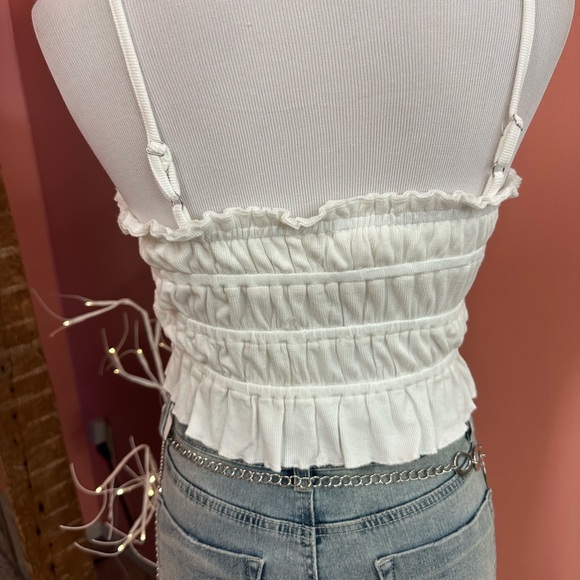 NEW! POL White Buttoned Crop Top - Picture 2 of 3